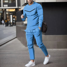 Load image into Gallery viewer, Men 2 Piece Outfits Spring Autumn New Trendy Pure Color Round Neck Long Sleeve T Shirt+Sweatpants Suit Men Fashion Streetwear
