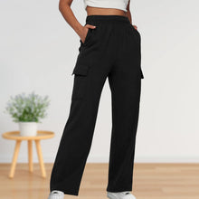 Load image into Gallery viewer, Elastic Waist Cargo Sweatpants Solid Color Women Straight Leg Pants Loose Fit High Waist Pants Plus Size Streetwear Suit mujer
