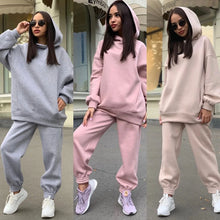 Load image into Gallery viewer, Two Piece Sets Casual Fleece Tracksuit Winter Women Suits Oversized Hooded Long Sleeve Hoodie Sport Pants
