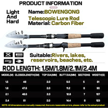 Load image into Gallery viewer, Baitcasting Lure Fishing Rod Spinning Telescopic 8g-25g Wooden Handle Carbon Casting Fishing Tackle Professional Light-weight
