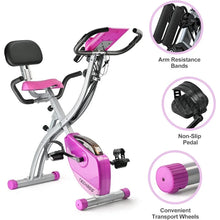 Load image into Gallery viewer, Folding Exercise Bike Portable Upright Adjustable Backrest Cycling Recumbent Stationary Bike Slim Indoor Workout Fitness
