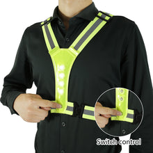 Load image into Gallery viewer, Safety Vest Adjustable Running Gear LED Reflective Stripes Battery Operated Reflective
