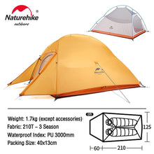 Load image into Gallery viewer, Cloud Up 1 2 3 People Tent Ultralight 20D Camping Tent Waterproof Outdoor Hiking
