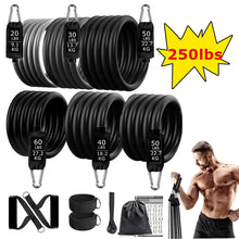 Load image into Gallery viewer, 250lbs Resistance Bands Set Fitness Workout Gym Pull Rope Yoga Latex Tube Sports Elastic Booty Bands Exercise Equipment for Home
