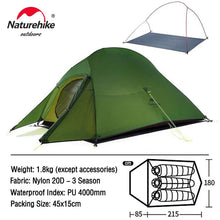 Load image into Gallery viewer, Cloud Up 1 2 3 People Tent Ultralight 20D Camping Tent Waterproof Outdoor Hiking
