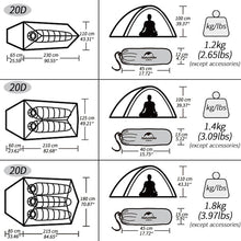 Load image into Gallery viewer, Cloud Up 1 2 3 People Tent Ultralight 20D Camping Tent Waterproof Outdoor Hiking
