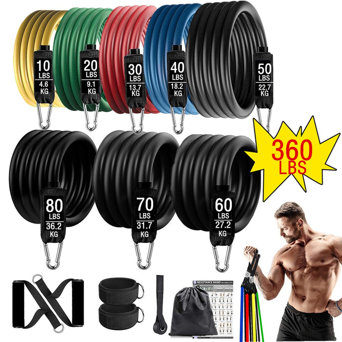 360lbs Fitness Exercises Resistance Bands Set - fajofitness