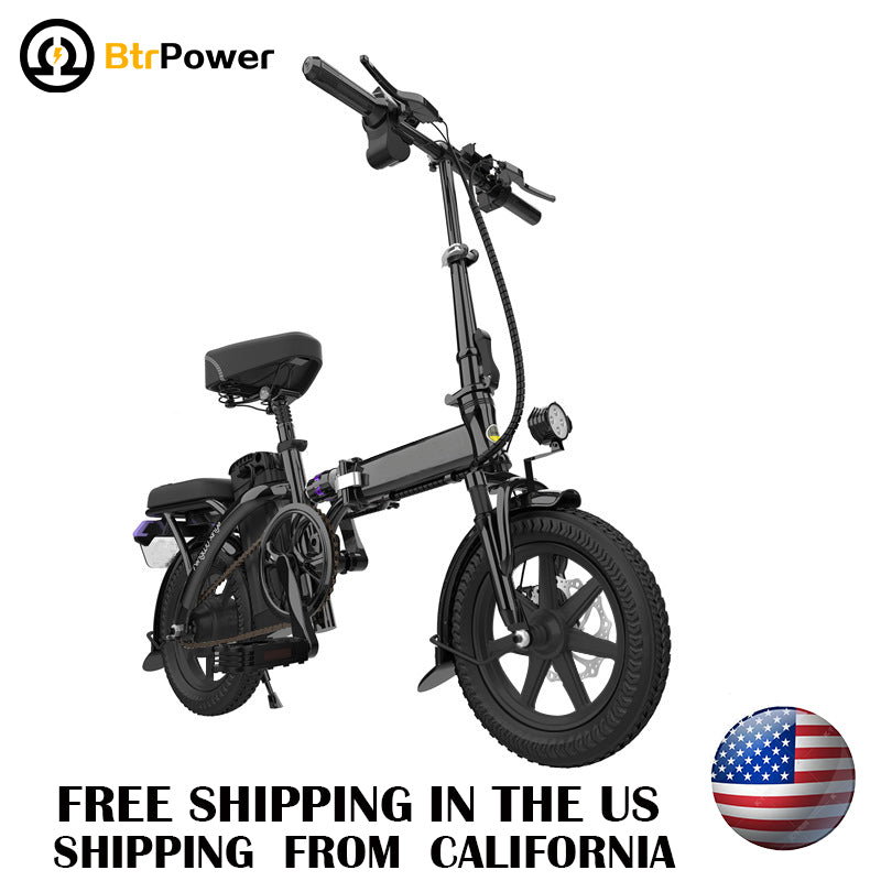 Folding Electric Bike Bicycle 400W Brushless Motor with 48v 15Ah Lithium Ion Battery Fat Tire 14" for Adult